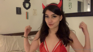 Devil Costume Maya Manning show her small tits on cam